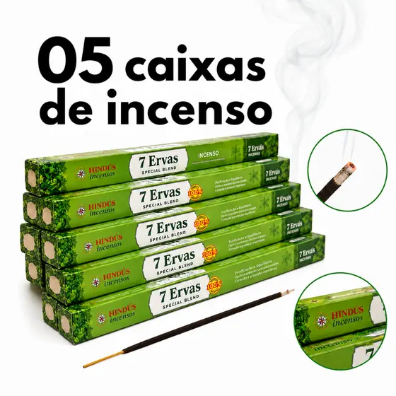 Incenso Natural 7 Ervas Special Blend 5 Caixas 40 Varetas Relaxamento Meditação Premium