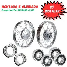 Par De Aro Cg Titan Fan 125 Freio a Tambor Compativel Ano 2009 a 2018 + Rolamentos e Lonas