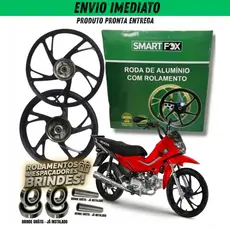 JOGO RODA LIGA LEVE POP 110 2016 A 2025 FREIO TAMBOR PRETO PE DE GALINHA