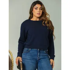 Cropped Blusa Inverno Manga Longa Casaco Feminino Poli Moletinho P,M,G,GG