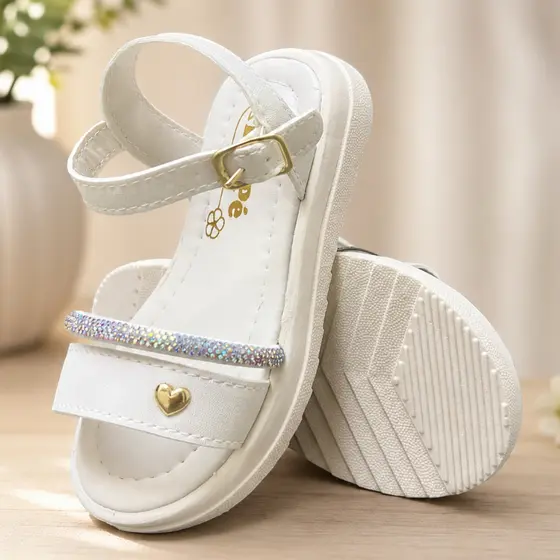 Sandália  Infantil Feminina Brilho Rasteirinha Menina Papete Strass