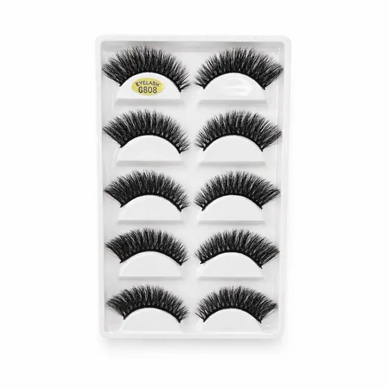 Cílios postiços 3D G808 cartela com 05 pares