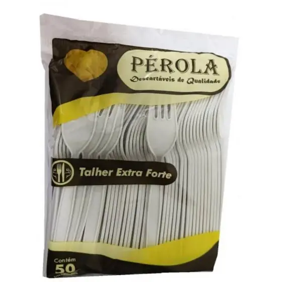 100 Garfos Descartáveis Branco para Refeição - Marca Perola