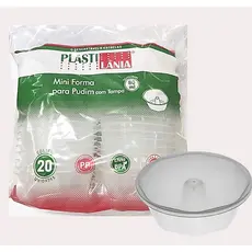 Mini Forma de Pudim 80ml com Tampa c/20 Plastilania