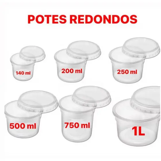 Pote Redondo com Tampa RIO PLASTIC c/24 ( Ideal para Freezer e Microondas ) Várias Medidas.