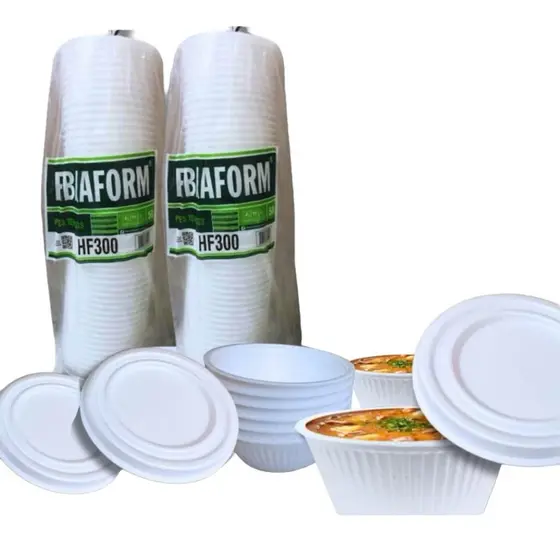 Cumbuca Térmica Isopor C/ Tampa 300ml Hf300 50 Un.