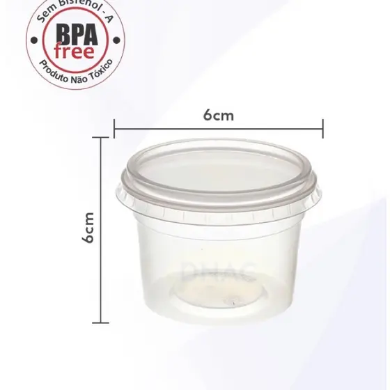 Pote Plástico 140ml com Tampa 24 Unidades