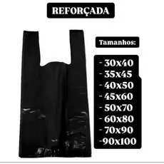 Sacolas Plásticas Alça Camiseta PRETA 1kg (ler descrição)