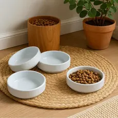 Comedouro Gato de Porcelana Branca – Tigela para Gato 230ml Pet Elegante Resistente Ração e Água