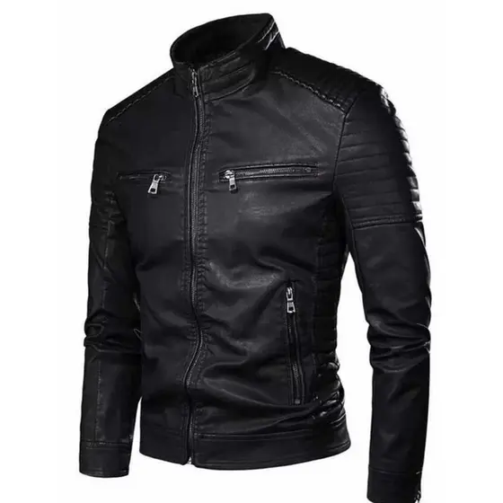 Jaqueta De Couro Masculina Forrada Resistente Elegante