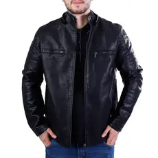 Jaqueta Couro Luxo Contemporâneo Casaco Preto e Marrom Masculina Forrada e Moderna