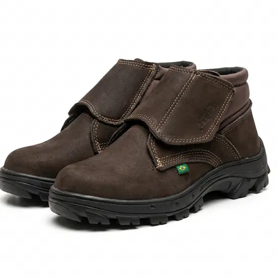 Bota Botina velcro com C.A bico de PVC leve