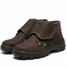 Bota de Segurança bico pvc trabalho velcro Couro resistente