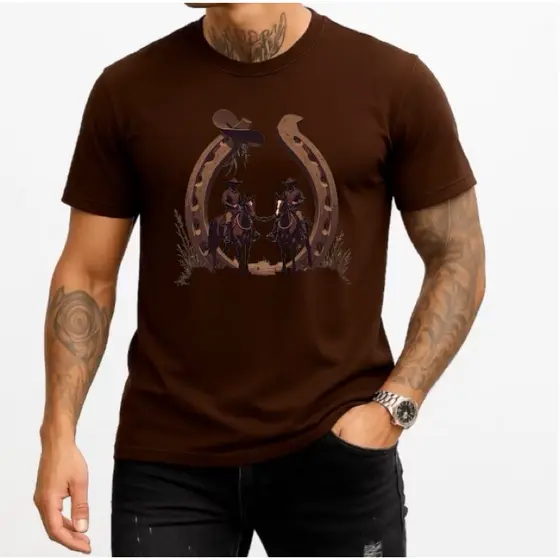 Camiseta Masculina cavalos Ferradura 100%algodao