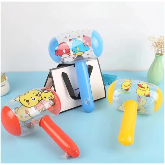 Kit 20/ Martelo Inflavel C/LUZ LED 25CM Brinquedo Bebê Crianca Festa e Lembrancinhas