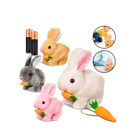 Brinquedo De Pelúcia Coelho Coelhinho Elétrico C/LUZ Infantil Para Caminhar e Pular Páscoa