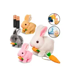 Brinquedo De Pelúcia Coelho Coelhinho Elétrico C/LUZ Infantil Para Caminhar e Pular Páscoa