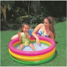 Piscina Inflável Infantil Redonda Para Bebês e Crianças Com 3 Anéis Colorida Fundo Acolchoado