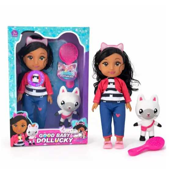 Boneca Gabby Girl C/PET e Pente A Casa Mágica Gabbys Dollhouse 28CM Musical C/Som e Luz