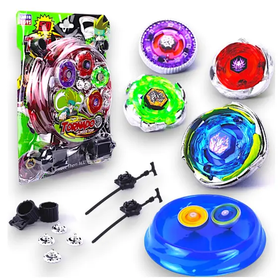 Beyblade Infantil  KiT 4 Beyblade Metal C/2 Lançador + Arena Para Combate