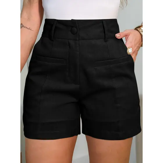 EMILI Short Feminino em Viscolinho Linho – Elegância Minimalista para o Dia a Dia-S870