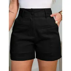 EMILI Short Feminino em Viscolinho Linho – Elegância Minimalista para o Dia a Dia-S870