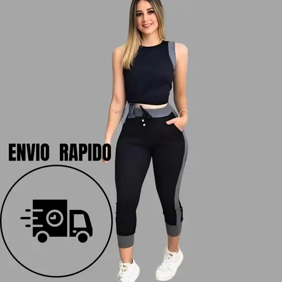 Kit C/  Conjunto canelado Blackout Moda Fitness Eleg芒ncia&Conforto Combina莽茫o Perfeita 2025