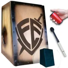 Cajón/Carron Elétrico Escudo Fé + Sleep + Chocalho de pé + Baqueta/Vassoura + Capa Anti Pó