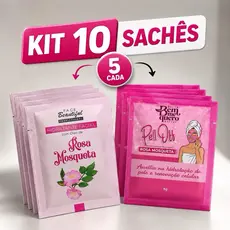 Kit 5/10/15 Sachês Skincare Rosa Mosqueta – Hidratante Facial + Máscara Peel Off