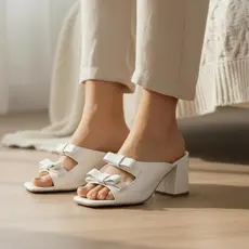 Tamanco Feminino com Laço Verniz Bellamore Salto Grosso Médio 7cm Confortável Macio Elegante Social