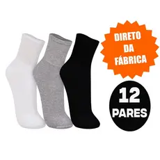 Kit 12 Pares de Meias Cano Alto Unissex Promoção Só Hoje Disponível Somente Aqui