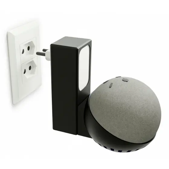 Suporte para Alexa Echo Dot 4 / 5 - Tomada Compartimento para Fios