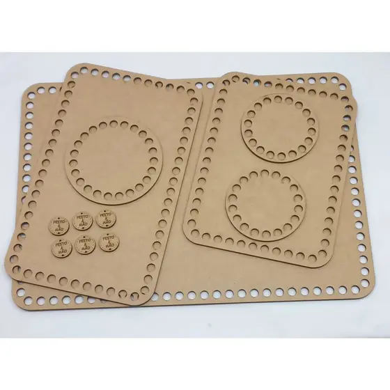 Kit com 6 bases crochê MODELO 1 fio de malha tamanhos diversos - MDF