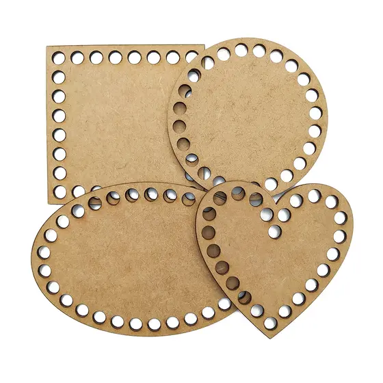 Kit com 4 bases de croche fio de malha - mdf