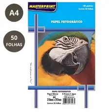 50 Folhas de Papel Fotográfico Masterprint 180g A4 Folhas Glossy  – Brilho Profissional