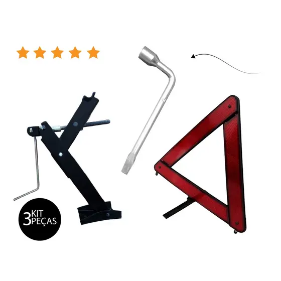 Macaco Chave De Roda 17mm Triangulo De Seguranca Carro Citroen C3 C4 Xrara Pronta Pronta Entrega