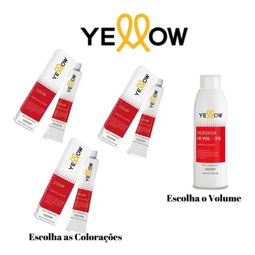 Kit 3 Colorações Yellow + 1 Ox 90ml - Tinta Profissional