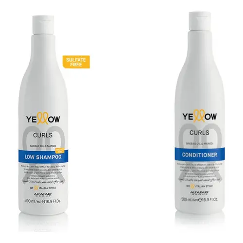Shampoo e Condicionador Yellow Curls 500ml - Ideal para Cabelos Cacheados e Ondulados