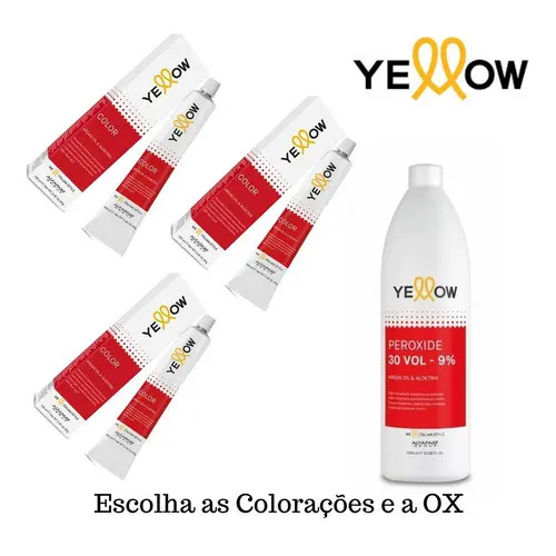 Kit 3 Colorações Yellow 60g + 1 Ox De Litro - Todas Cores e Volumes