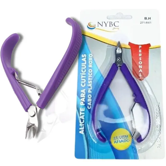Alicate de Cutícula Cabo Plástico Roxo NYBC Beauty: Precisão e Sofisticação para suas Unhas