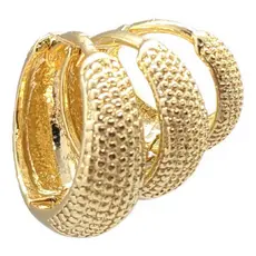 Brinco Folheado Ouro Trio Argolas Bolinha Cravejada - Caixa de Luxo