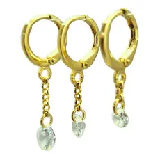 Brinco Folheado Ouro Trio Zircônia Degrade