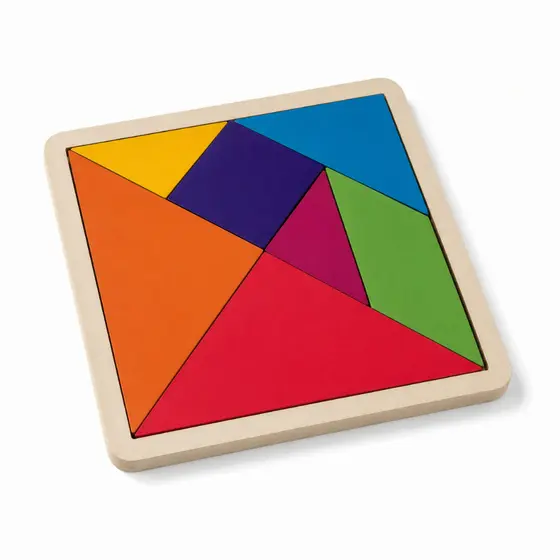 Tangram MDF Brinquedo Educativo Madeira Quebra Cabeça Colorido Pedagógico