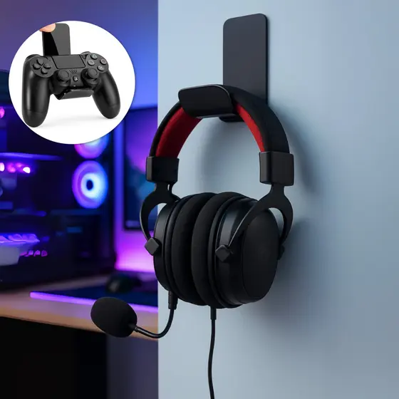 Suporte Gamer Universal Em Acrílico Para Fone de Ouvido Headset e Controle