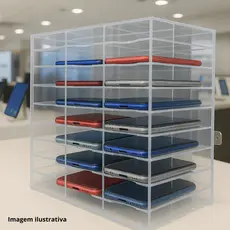 Porta Celulares Acrílico Cristal 30 Compartimentos Expositor Para Loja ou Organizador Pessoal