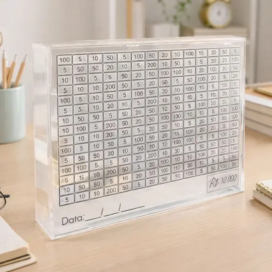 Cofre Acrílico Método Japonês 10 Mil Desafio Decoração Estímulo À Economia