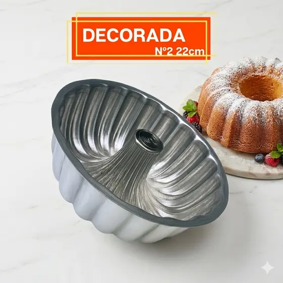 Forma Decorada Gomada N2 22X9 Pudim Bolo Suiça Aluminio