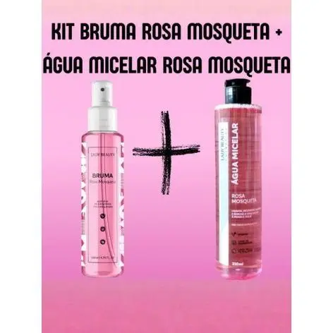 Kit Água Micelar Rosa Mosqueta Skin Care + Bruma Rosa Mosqueta Fixadora Refrescante- Lady Beauty