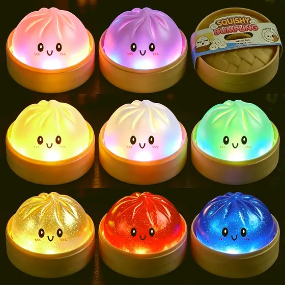 Squishy De Pão Cheio De Contas De Glitter De 8.5 Cm Com Vaporizador , Brinquedo De Apertar Cozido No Vapor Iluminação LE