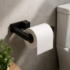 Suporte Porta Papel Higiênico Adesivo 3M Banheiro Preto Branco Acessório Moderno Parede